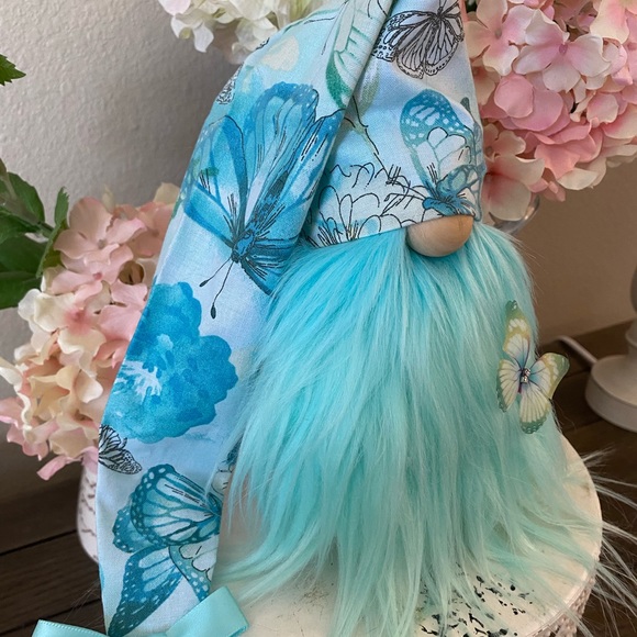 Blue Butterfly Gnome, Spring Gnome, Tiered Tray Decor - Picture 4 of 5